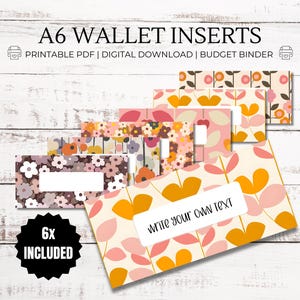 Inserciones florales bohemias: relleno de efectivo imprimible en formato PDF A6, billeteras con carpetas de presupuesto, etiquetas con cremallera para billeteras, extras para presupuestos, sistema de sobres para efectivo