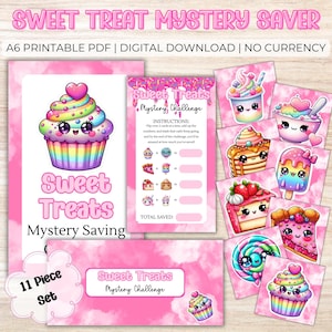 Kawaii Sweet Treat Savings Challenge – PDF Mystery Flip Card Game | A6 Printable Budget Binder Insert | Fun Cash Stuffing PDF Tracker