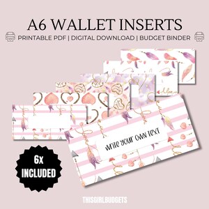 Valentines Boho - PDF A6 imprimible para rellenar con dinero en efectivo, billeteras con carpetas de presupuesto, etiquetas con cremallera para billeteras, extras para presupuestos, sistema de sobres para efectivo