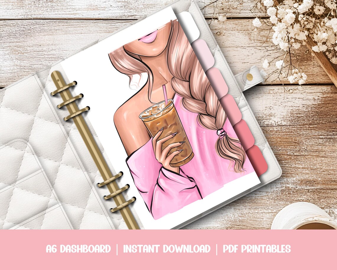 A6 Planner Dashboards - Printable PDF Download - Coffee Lover! Dream ...