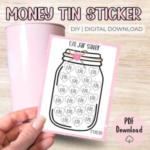 20 Pound Money Challenge Money Tin Sticker – Digital Download | UK Printable Label | Save 420+ | Fun Savings Tracker for Sealed Tins