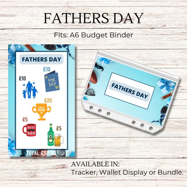 Father’s Day Challenge Fund Tracker for your A6 Cash Stuffing Budgeting Binder. Save 50 with this Beautiful Saver for your Dad!