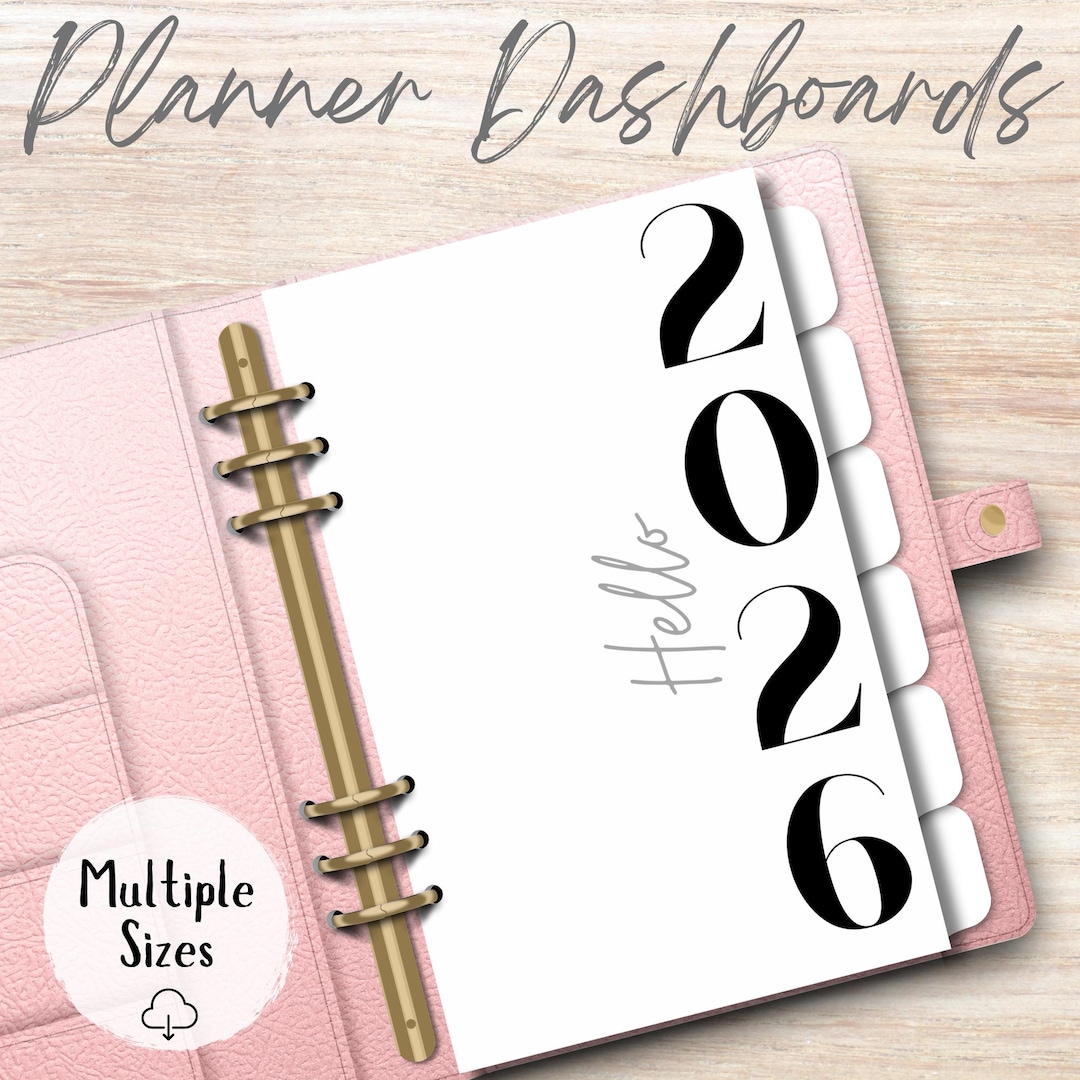 Hello 2026 Planner Dashboard – A6 A5 Printable Insert, New Year Binder ...