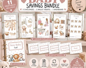 Baby Savings Bundle, A6 Cash Stuffing Challenges & Wallet Inserts