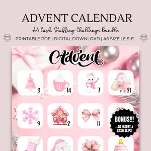 Calendario de Adviento con desafío de ahorro: paquete imprimible en formato A6 en formato PDF para descargar, GBP (Reino Unido): presupuesto, relleno de efectivo, registro + inserción de billetera, hoja de efectivo