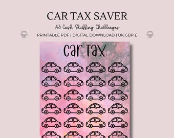 Car Tax Fund Cash Stuffing Saving Challenges - A6 Printable PDF's - Car Funds, Budgeting Yearly, Saving Trackers, Instant Download