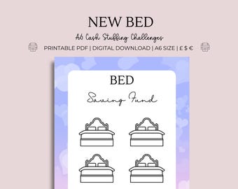 May include: Printable A6 size PDF with four black and white illustrations of beds with the text "BED Saving Fund" at the top.