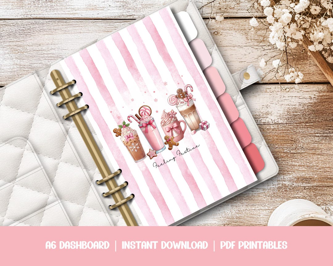 A6 Planner Dashboards - Printable PDF Download - Festive Coffee Planner ...