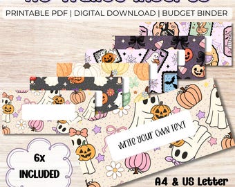Halloween Pumpkins Wallet Inserts - A6 PDF Printable Cash Stuffing Labels, Envelope Dividers, Wallet Organisation, Money Saving Bundle