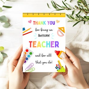 Teacher Appreciation Greeting Card – Printable Awesome Thank You Card – End of Year Teacher Gift – A4 & US Letter – Instant Download