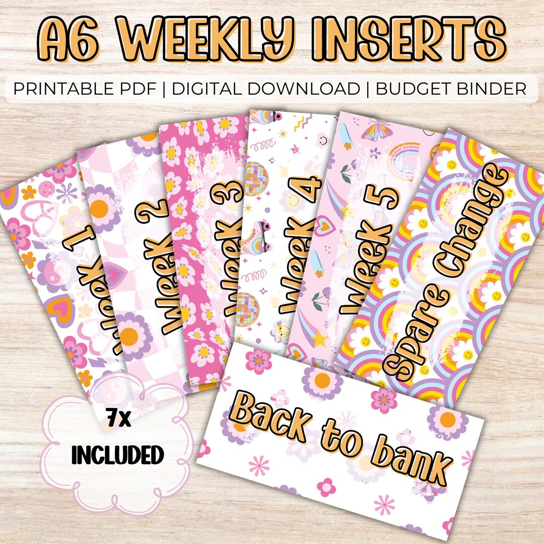 Weekly Happy Inserts - A6 PDF Printable Cash Stuffing, Budget Binder ...