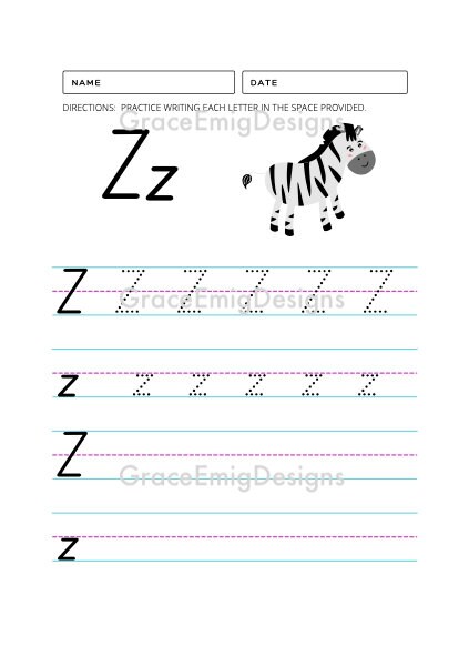 writing foundational worksheet letters of the alphabet etsy