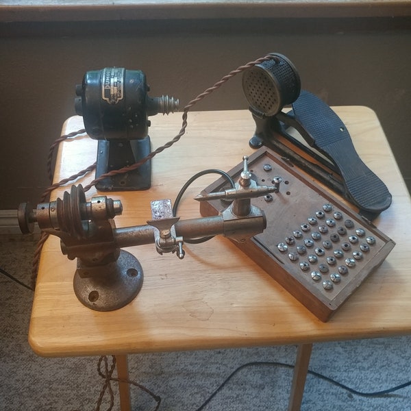 Antique Jeweler's / Watchmaker's / Clock Maker's LATHE, 120v, Good Used Condition, Case, Tool Holder Set