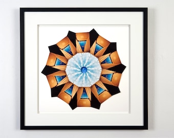 Original Framed Wall Art "Photo Mandala" #1 (One-of-a-kind art piece; #1 of 1)  Created Using Multiple Film Prints