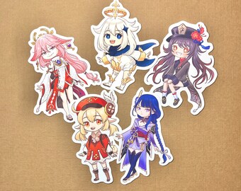 Pegatinas Genshin Impact chibi / Pegatinas mate impermeables / resistentes a la intemperie