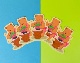Bonsai Bear / Pegatinas mate / Pegatinas resistentes al agua y resistentes a la intemperie