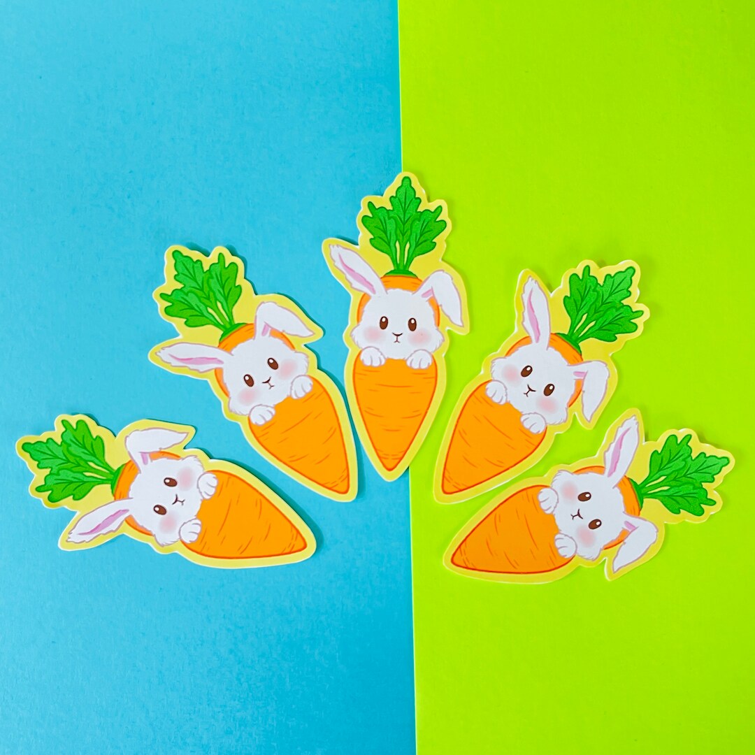 Carrot Bunny | Cute Matte Stickers | Water Resistant & Weatherproof - Etsy