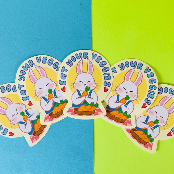 Eat your Veggies Bunny stickers | Matte stickers | Water Resistant & Weatherproof stickers