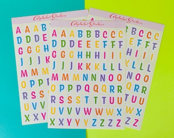 Colorful Alphabet Sticker Sheets | Deco sticker sheet | Glossy sticker paper
