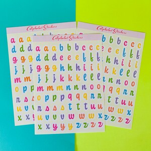 Feuilles d'autocollants alphabet coloré | Feuille d'autocollants déco | Papier autocollant brillant image 3
