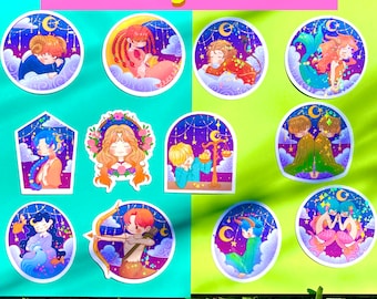 Pegatinas holográficas de ilustración de signos del zodiaco (resistente a la intemperie / impermeable)
