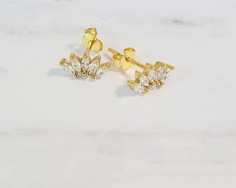 18K Gold Vermeil Geometric Dainty Stud Earrings
