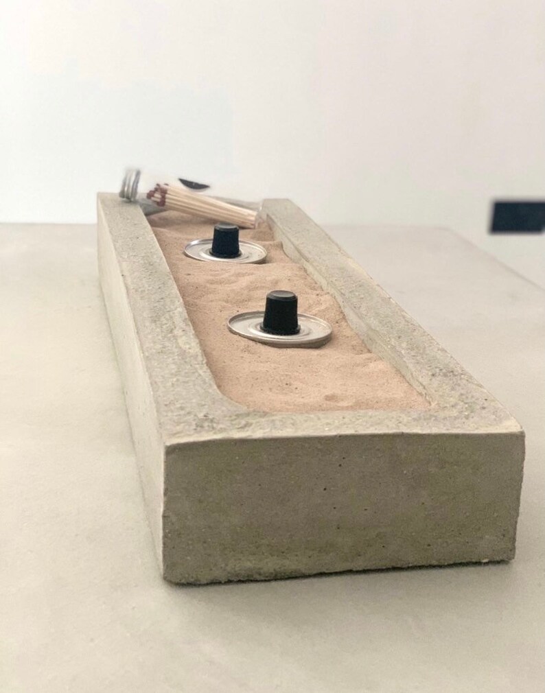 Fire pit. Table top concrete rectangular fire pit Etsy