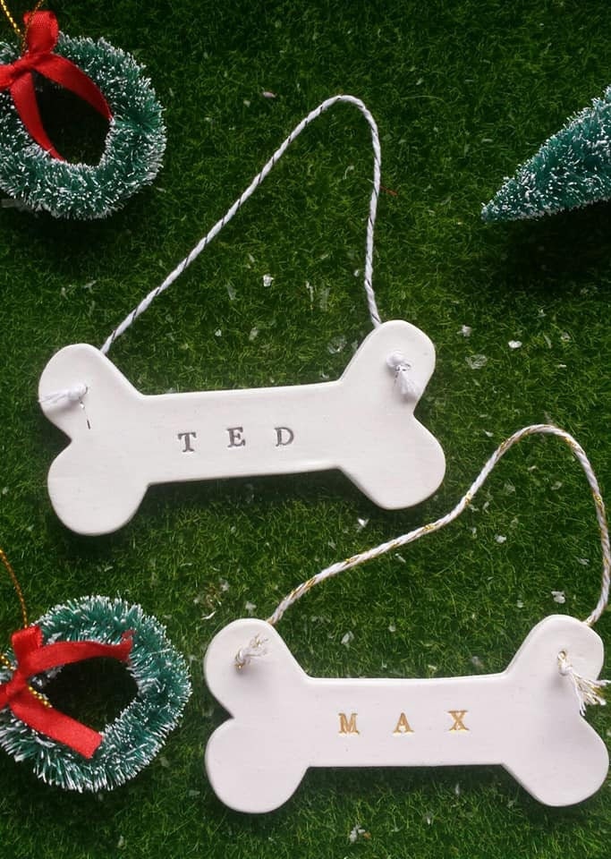 Personalised Dog Bone Decoration Clay Dog BoneDog Treat Etsy