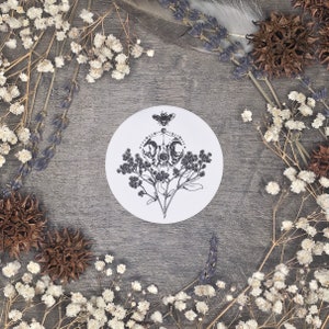PET CEMETERY / Cat Skull and Forget-Me-Nots / 3" Matte Wetterfeste Vinyl Aufkleber