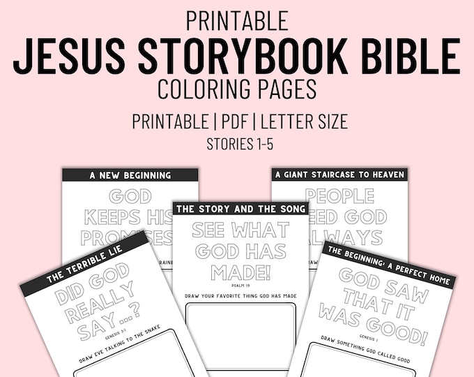 Jesus Storybook Bible Coloring Pages for Kids Stories 1-5, Printable ...