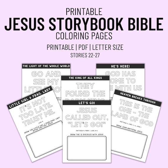 Jesus Storybook Bible Coloring Pages for Kids Stories 22-27 - Etsy