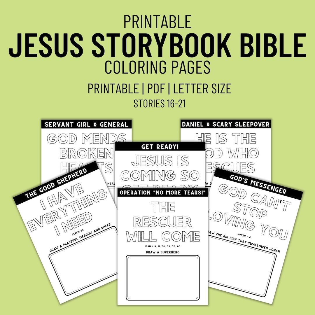 Jesus Storybook Bible Coloring Pages for Kids Stories 16-21, Printable ...