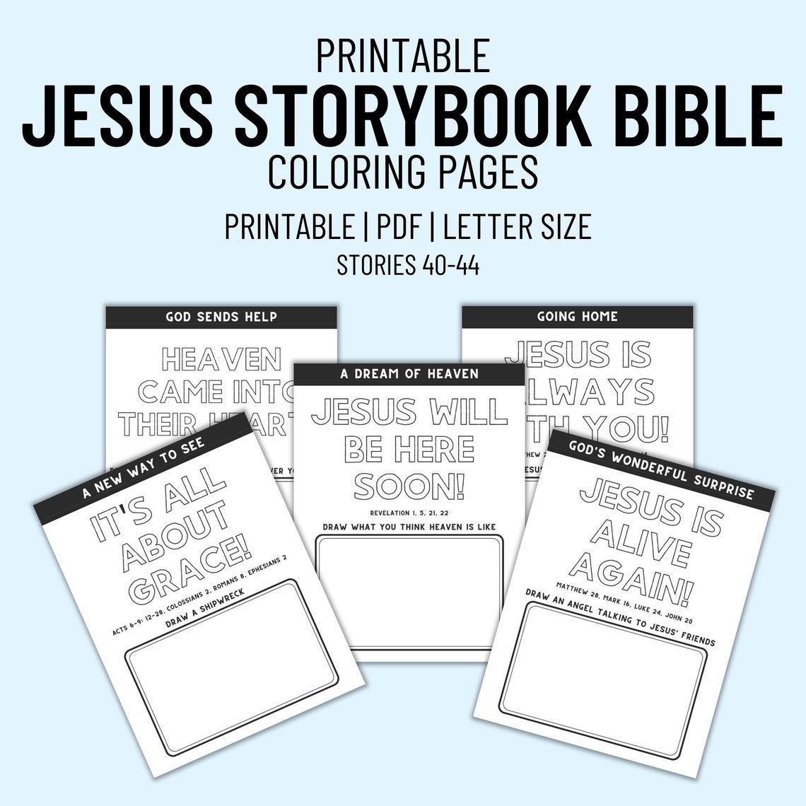 Jesus Storybook Bible Coloring Pages for Kids Stories 40-44 Printable Coloring Page, Bible ...