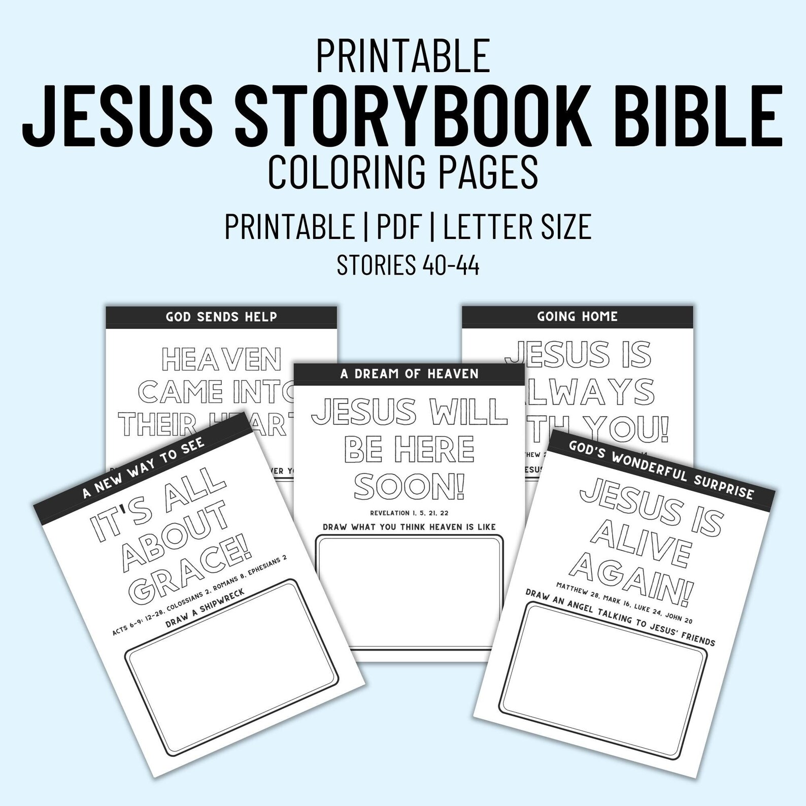 Jesus Storybook Bible Coloring Pages for Kids Stories 40-44 Printable Coloring Page, Bible ...