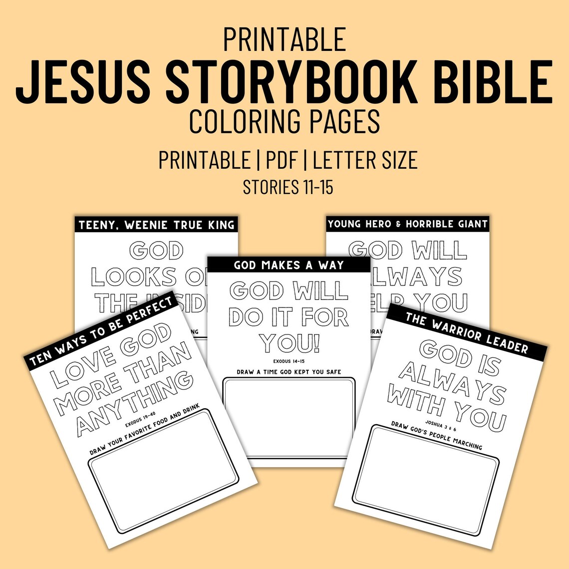 Jesus Storybook Bible Coloring Pages for Kids Stories 11-15, Printable ...