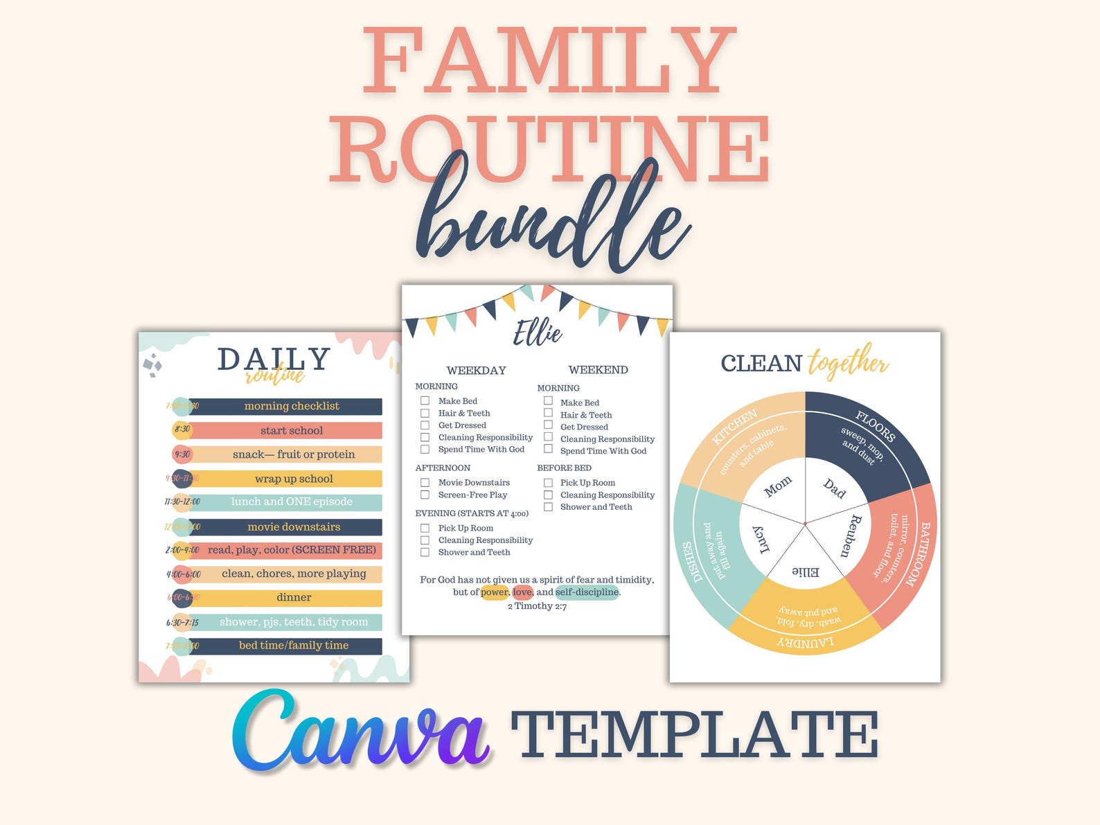 Printable Family Routine Chart | Editable Daily Schedule for Kids ...