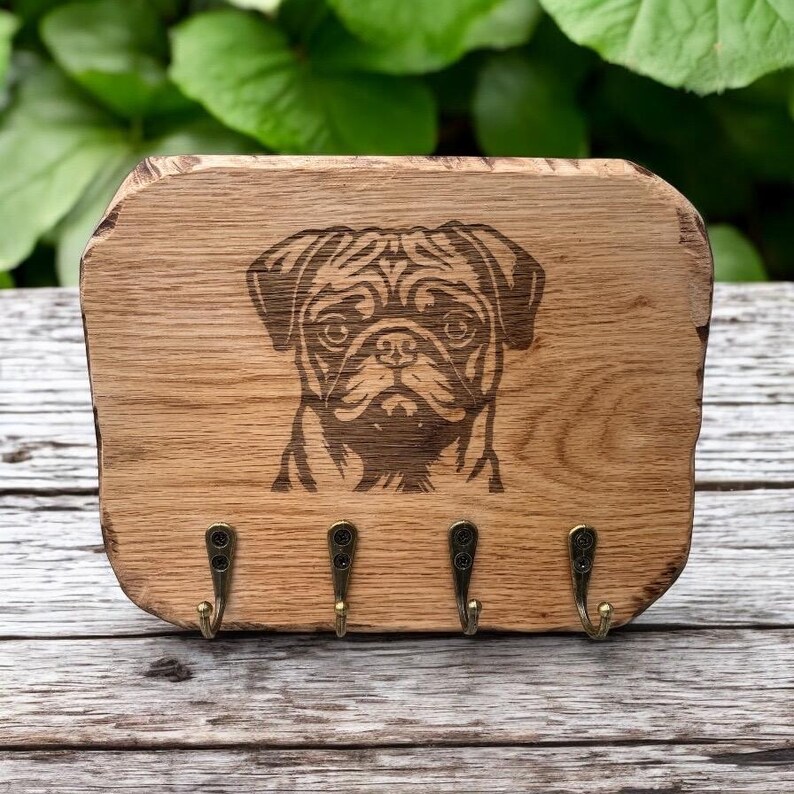 Personalized Rustic Oak Key Holder, Handmade Entryway Organizer 画像 14