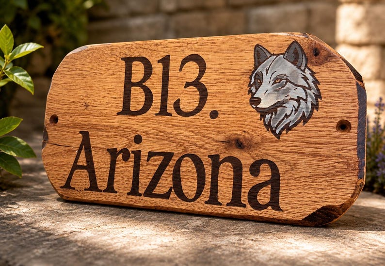 Rustic, oak, Personalised, outdoor, Weather proof, wooden, chunky oak, engraved House sign, House plaque, Farmhouse style. Good quality image 4