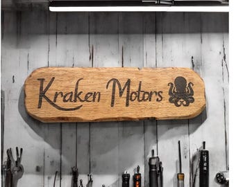 Personalized Rustic Oak House Sign: Engraved Farmhouse Plaque