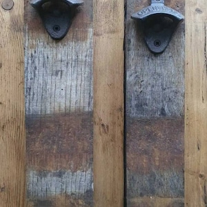 Apribottiglie in doghe di botte di whisky in rovere recuperato. Regalo per compleanno, Natale, matrimonio, San Valentino, anniversario.