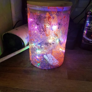 Beautiful and unique hand painted battery powered led light jar.Birthday,Christmas Day,Wedding,Anniversary Gift .