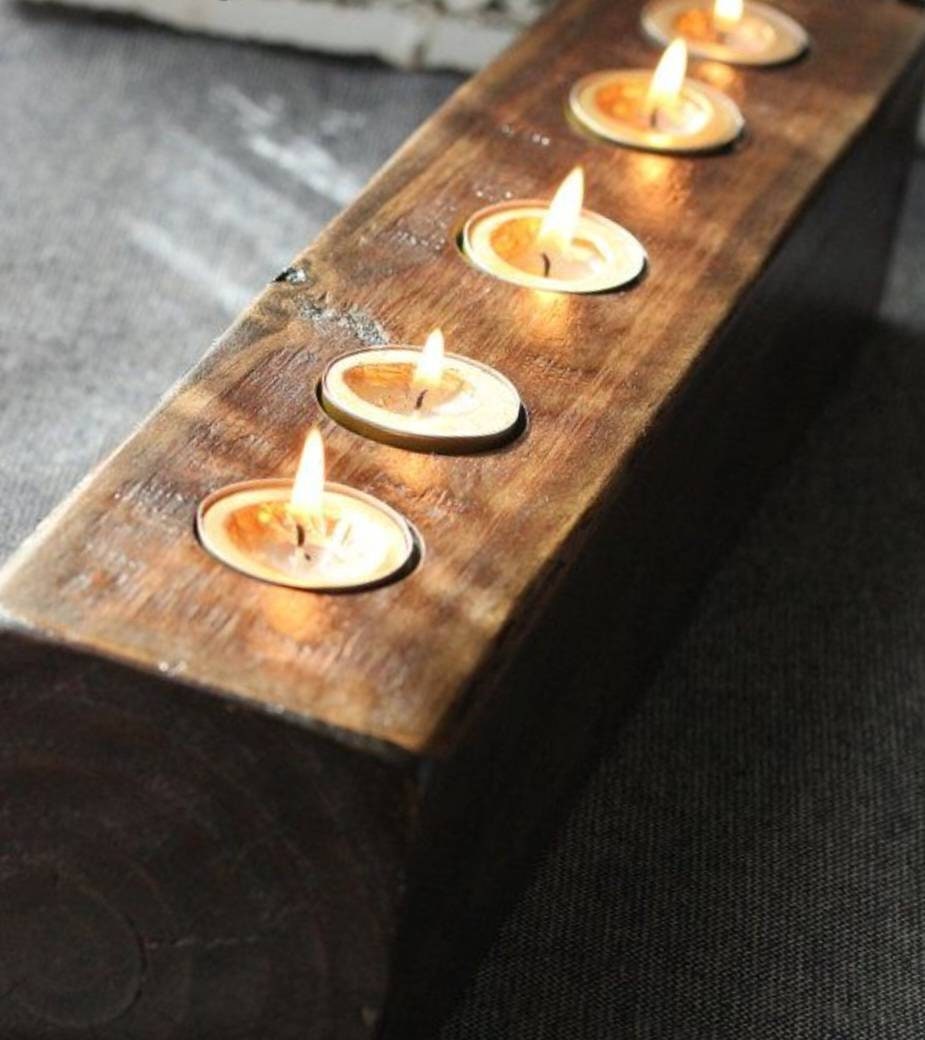 Stunning 6 tealight holder handmade reclaimed wood Etsy