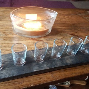 MID SEASON SALE! Oak whisky barrel stave shot glass holder flight tray including 6 shot glasses Christmas Day. Birthday .unique gift. Presen