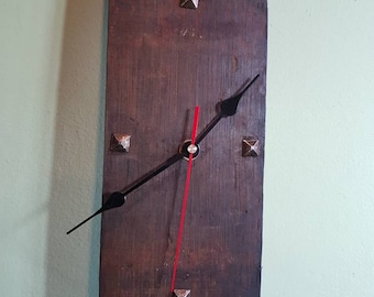 Horloge en bois de chêne de récupération, tonneau de bourbon fait main