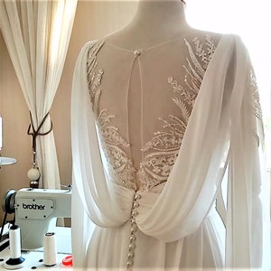 Beach Wedding Dress,a-line Bridal Gown With Long Train, Chiffon