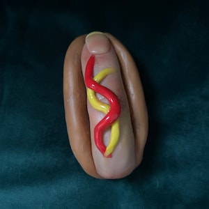 Finger hot dog weird art sculpture funny art