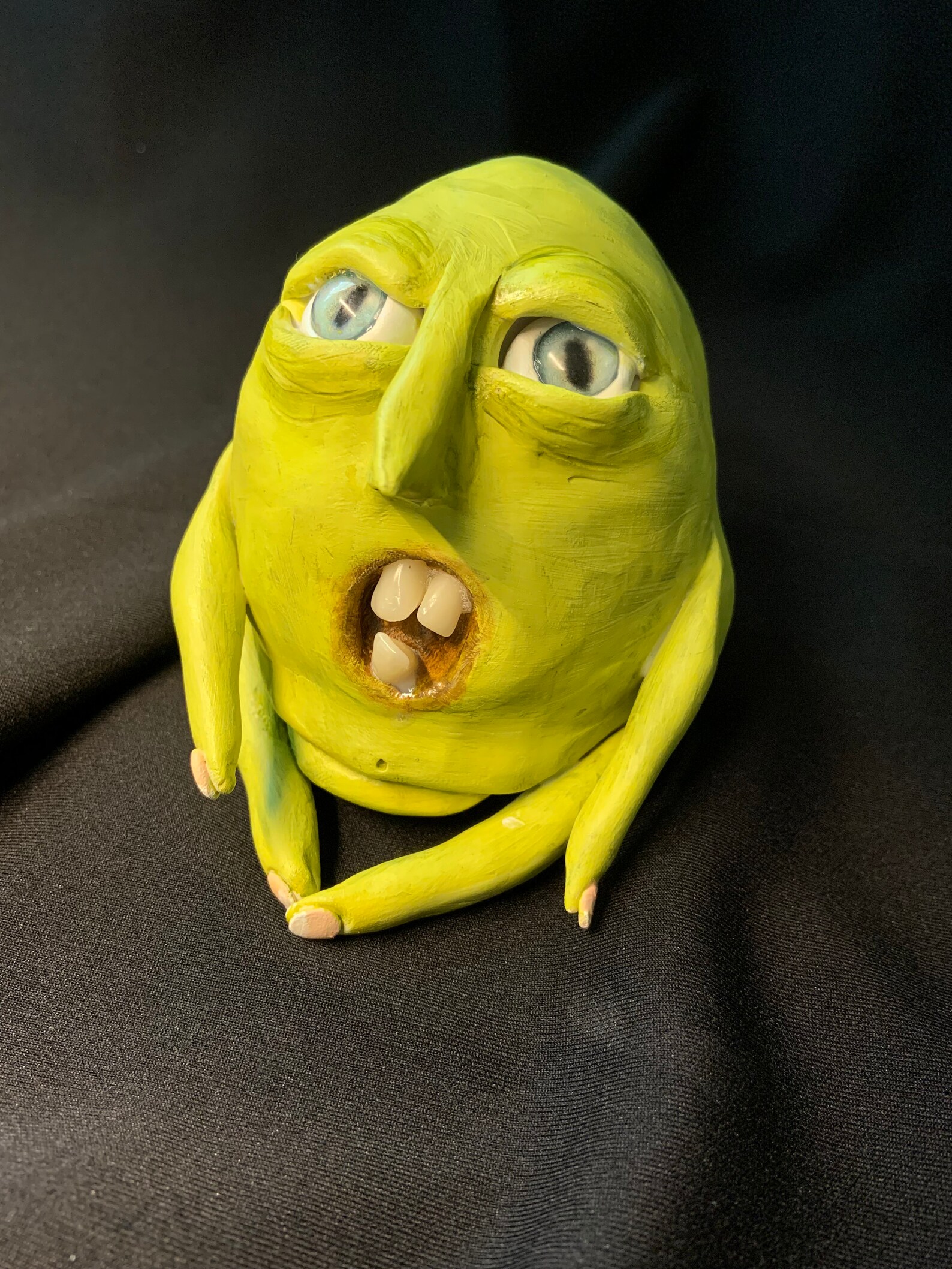 Green Blob Man Creepy Clay Sculpture Etsy