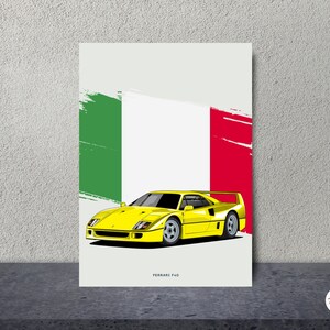 Ferrari F40 postcard - pdf file printable digital file