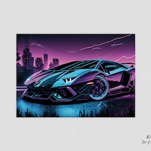 Carte Lamborghini Aventador - Illustration AI - 4,1 x 5,8 pouces (A6)
