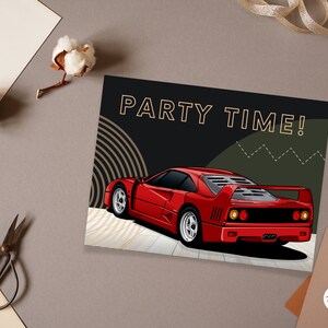 TARJETAS DE CUMPLEAÑOS Ferrari F40 - archivo pdf archivo digital imprimible